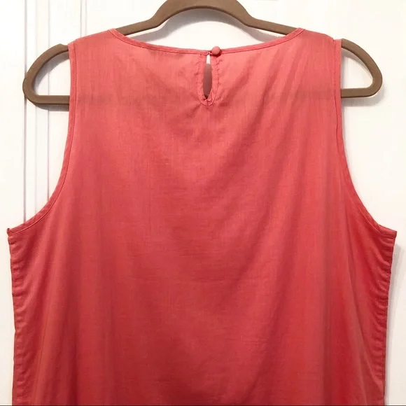 J. Crew coral pink cotton shift dress with embroidered eyelet stripe size medium - Picture 5 of 7